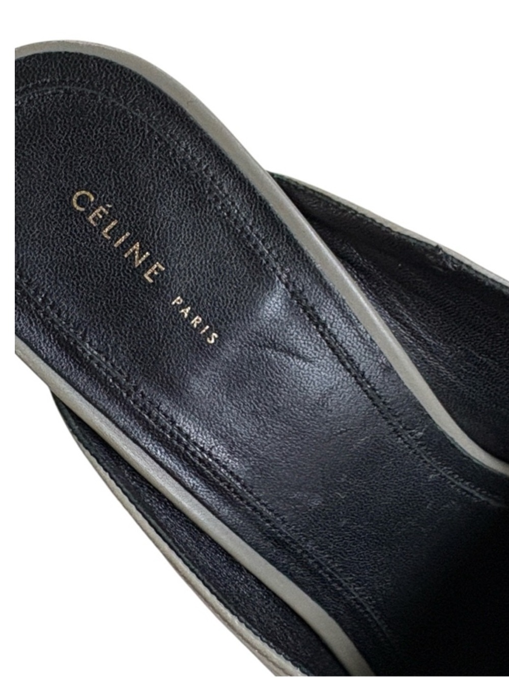Celine Paris Leather Cone Heel Mules Grey Phoebe Philo Era Size 9 - Picture 3 of 9
